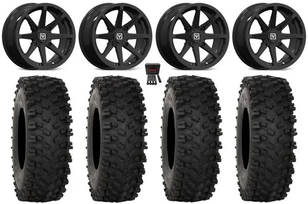 Valor V01 15″ Wheels Black 35″ ATX470 Tires Can-Am Maverick X3 / Honda Pioneer 1000 / Talon