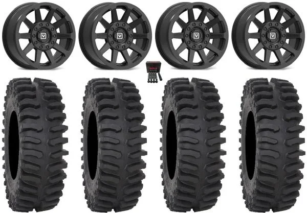 Valor V02 14″ Wheels Black 30″ XT400 Tires Can-Am Commander Maverick Renegade Outlander Defender