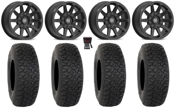 Valor V02 15″ Wheels Black 35″ DX440 Tires Can-Am Commander Maverick Renegade Outlander Defender