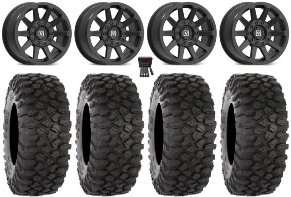 Valor V02 15″ Wheels Black 35″ XC450 Tires Can-Am Commander Maverick Renegade Outlander Defender
