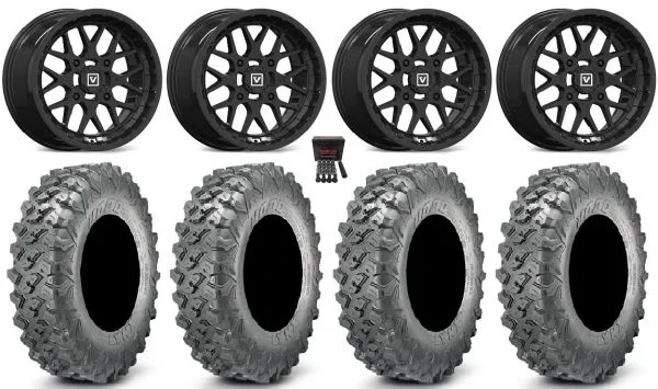 Valor V03 14″ Wheels Black 28″ Lynx SXS Tires Sportsman 550 850 1000