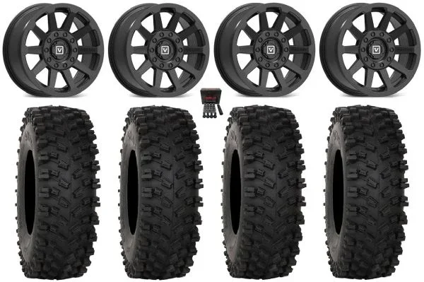 Valor V03 15″ Wheels Black 32″ ATX470 Tires Can-Am Maverick X3 / Honda Pioneer 1000 / Talon