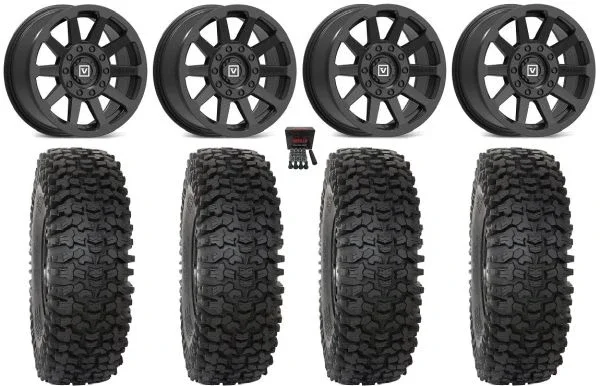 Valor V03 15″ Wheels Black 33″ RC500 Tires Kawasaki Teryx Mule