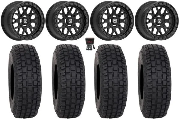 Valor V07 Beadlock 15″ Wheels Black 37″ RX600 Tires Can-Am Commander Maverick Renegade Outlander Defender