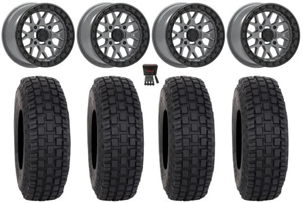 Valor V07 Beadlock 15″ Wheels Graphite 33″ RX600 Tires Can-Am Maverick X3 / Honda Pioneer 1000 / Talon