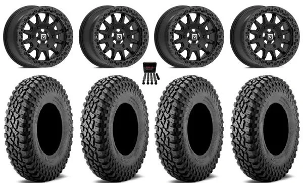 Valor V09 Beadlock 15″ Wheels Black 35″ Incursion A/T Tires Can-Am Maverick R