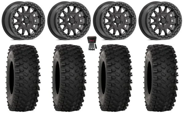 Valor V09 Beadlock 15″ Wheels Charcoal 35″ ATX470 Tires Polaris RZR Turbo R & Pro R Ranger 1500 Xpedition