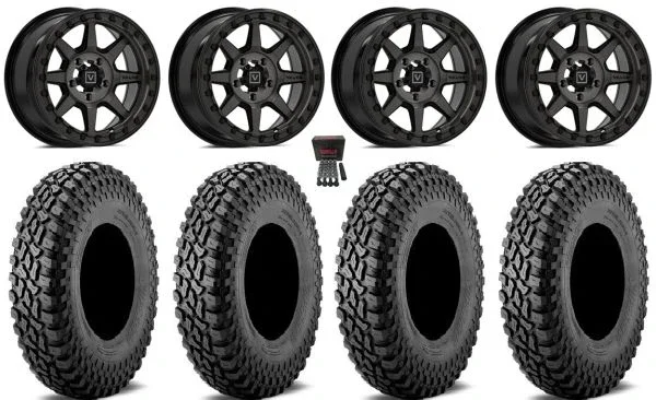 Valor V13 Beadlock 15″ Wheels Dark Tint 32″ Incursion A/T Tires CFMoto UForce U10 Pro / U10 XL Pro / ZForce Z10 / Z10-4