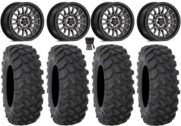 Valor V14 15″ Wheels Dark Tint 32″ XTR370 Tires Polaris Sportsman / RZR / Ranger