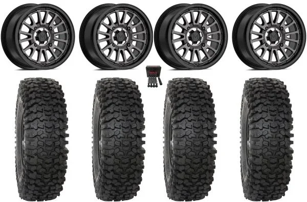 Valor V14 15″ Wheels Dark Tint 35″ RC500 Tires Can-Am Maverick X3 / Honda Pioneer 1000 / Talon