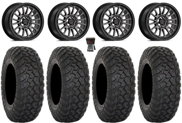 Valor V14 15″ Wheels Dark Tint 35″ RT320 Tires CFMoto UForce U10 Pro / U10 XL Pro / ZForce Z10 / Z10-4