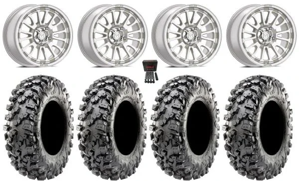 Valor V14 15″ Wheels Machined 30″ Carnivore R/T Tires CFMoto UForce U10 Pro / U10 XL Pro / ZForce Z10 / Z10-4
