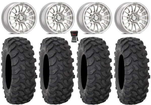 Valor V14 15″ Wheels Machined 37″ XTR370 Tires Polaris RZR Turbo R & Pro R Ranger 1500 Xpedition