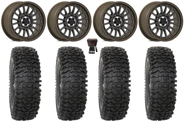 Valor V14 15″ Wheels Root Beer 33″ RC500 Tires Can-Am Commander Maverick Renegade Outlander Defender
