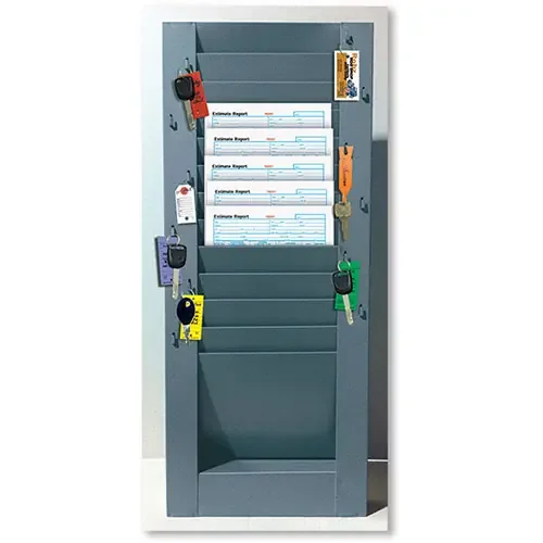 Vertical 12-Pocket Repair Order Rack with Key Hooks