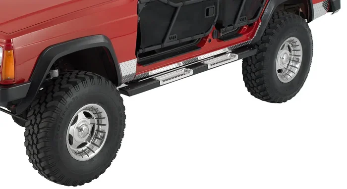 Warrior Products 7430 Rock Barz with Bright Aluminum Step for 84-01 Jeep Cherokee XJ 4 Door
